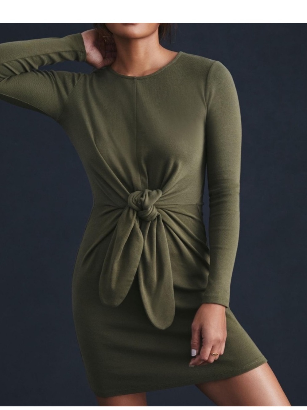 Daly practice Tie-Waist Long Sleeve Dress in Olive